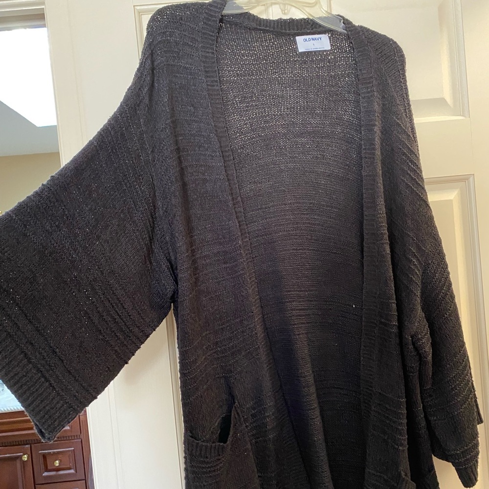 Old Navy Textured Black Cardigan with Wide Sleeves